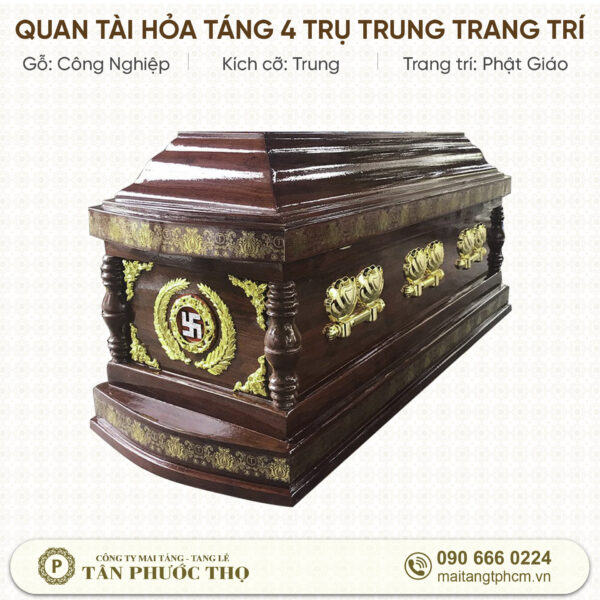 Quan Tài Hỏa Táng 4 trụ Trung Trang Trí