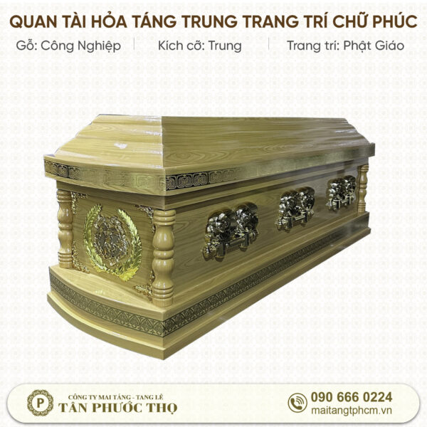 Quan Tài Hỏa Táng Trung trang trí chữ Phúc