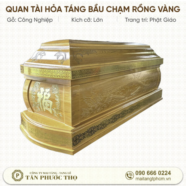 Quan Tài Hỏa Táng Bầu Chạm Rồng Vàng