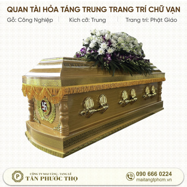 Quan Tài Hỏa Táng Trung trang trí chữ Vạn