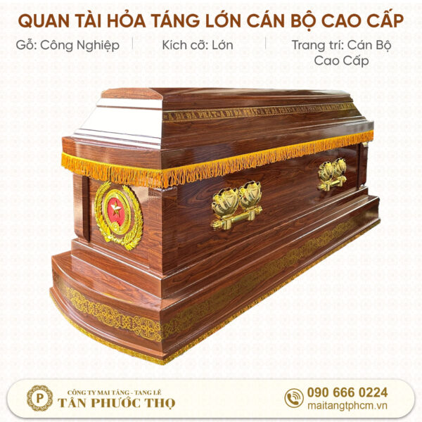 Quan tài hỏa táng lớn trang trí quốc huy