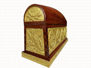 Quan Tài Hỏa Táng Nắp Tròn Đỏ Chạm Vàng