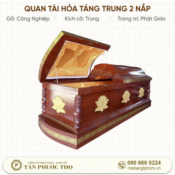 Quan tài hỏa táng trung sen nắp đôi