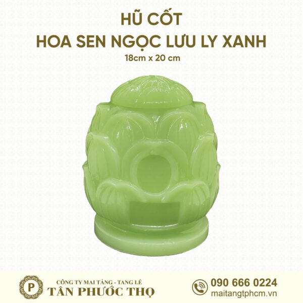 Hũ Cốt Sen Ngọc Lưu Ly Xanh