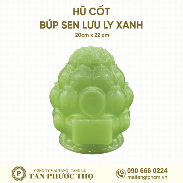 Hũ Cốt Búp Sen Ngọc Lưu Ly Xanh