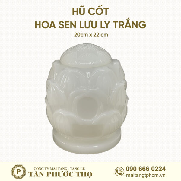 Hũ Cốt Sen Ngọc Lưu Ly Trắng