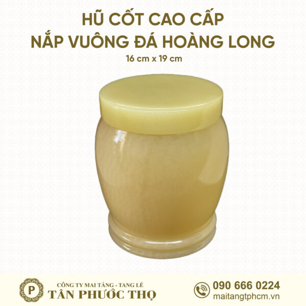 Hũ Cốt Cao Cấp Đá Hoàng Long Nắp Vuông